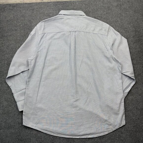 Chaps Long Sleeve Oxford Blue White Stripe Shirt Preppy Office Mens XL NEW - Picture 5 of 9